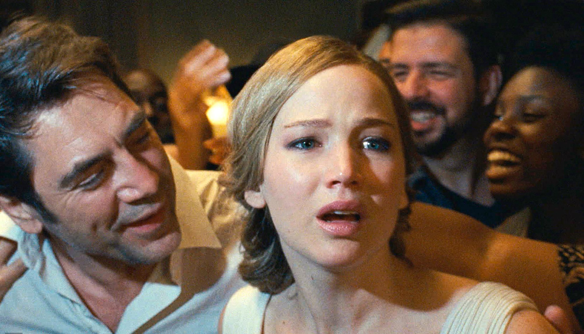 mother! Left to right: Javier Bardem as Eli and Jennifer Lawrence as Grace